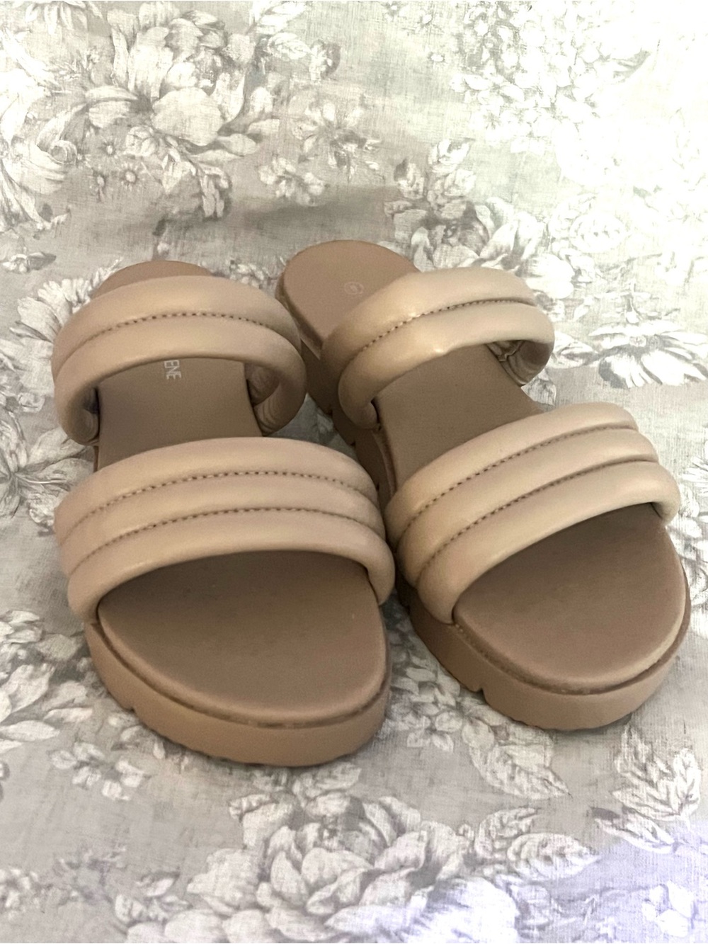 ☀️Ardene Beige Platform Puff Strap Slide Sandals - Size 8